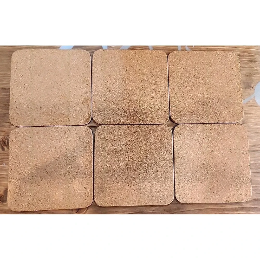 Set Of 6 Victorian Christmas Tree Coasters Cork Back‎ 4